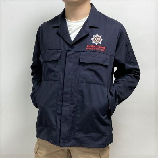 北アイルランド消防救助 NIFRS ネイビー ワークジャケット USED B74U=