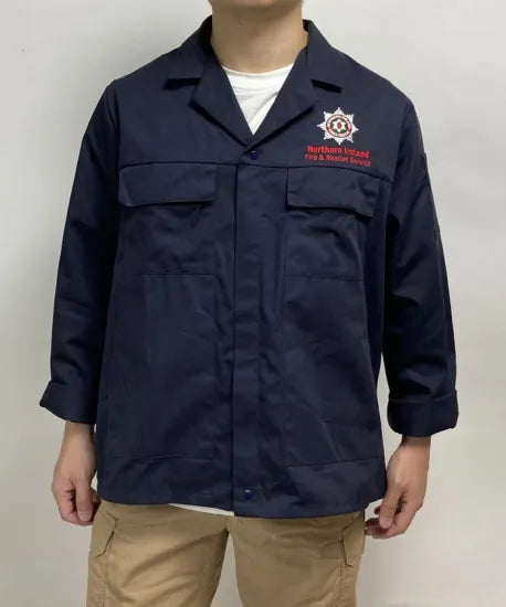 北アイルランド消防救助 NIFRS ネイビー ワークジャケット USED B74U=