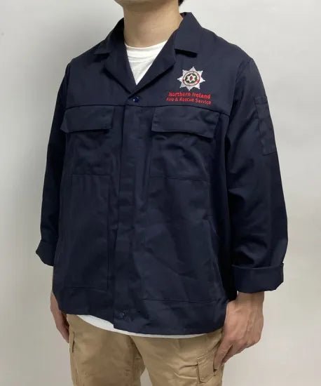 北アイルランド消防救助 NIFRS ネイビー ワークジャケット USED B74U=