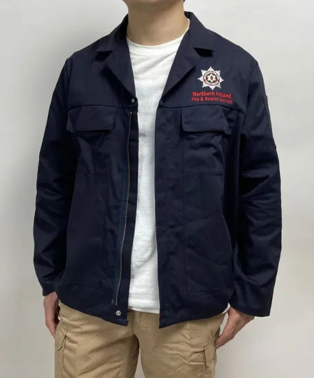 北アイルランド消防救助 NIFRS ネイビー ワークジャケット USED B74U=
