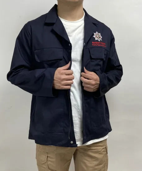 北アイルランド消防救助 NIFRS ネイビー ワークジャケット USED B74U=