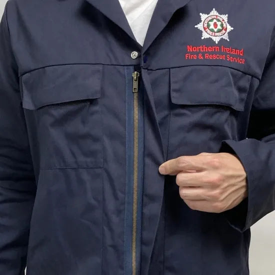 北アイルランド消防救助 NIFRS ネイビー ワークジャケット USED B74U=