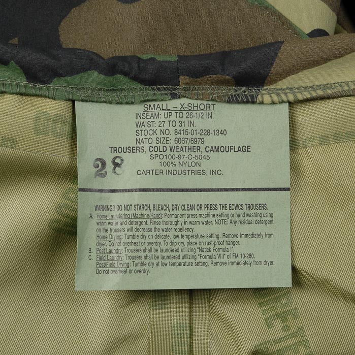 【スモール特価】アメリカ軍 ウッドランドカモ GORE-TEX ECWCS オーバーパンツ 新品 160N-SB=