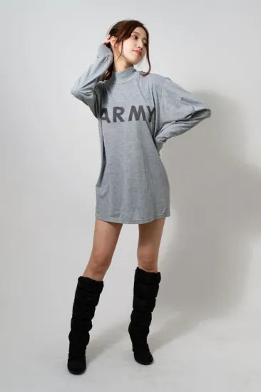 アメリカ軍 U.S.ARMY グレー 前期型 IPFU トレーニング ロングTシャツ 新品 T45LN-
