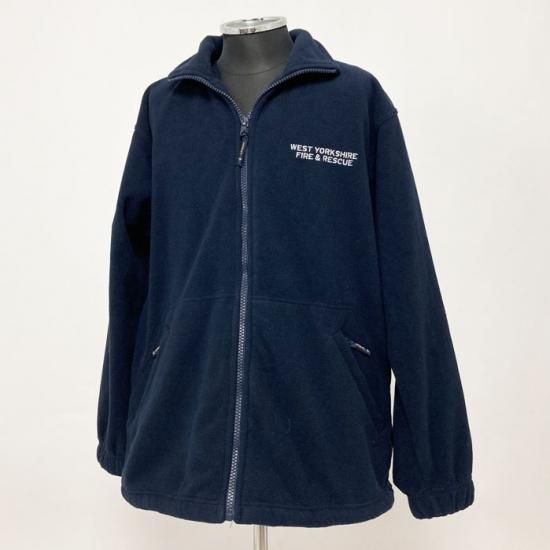 【1点物】イギリス・ウェストヨークシャー消防&レスキュー ネイビー フリースジャケット USED UK81
