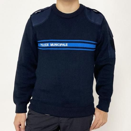 スモール&ビッグ特価 フランス自治体警察 POLICE MUNICIPALE ネイビー ブルーライン ポリスセーター 新品 S31BN-SB