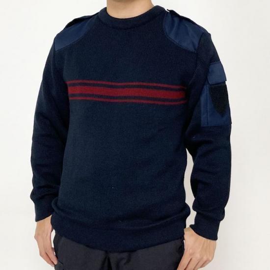 スモール&ビッグ特価 フランス警備隊 ASVP ネイビー レッドライン ポリスセーター 新品 S31RN-SB