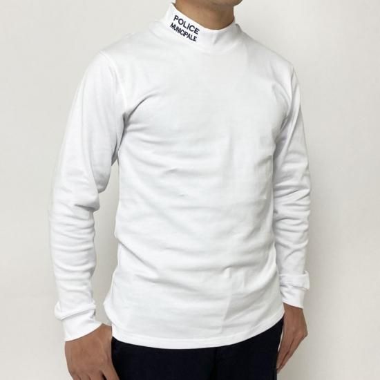 スモール&ビッグ特価 フランス自治体警察 POLICE MUNICIPALE ホワイト&ネイビー タートルネックシャツ F53N-SB=