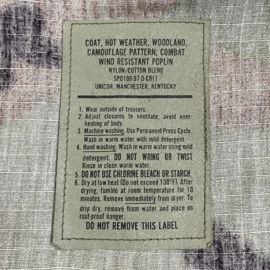 1点物・4サイズ アメリカ軍 ウッドランドカモ リップストップ ワッペン多数付 コンバットジャケット USED US18-21=