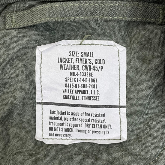 アメリカ軍 CWU-45/P フライトジャケット 新型生地 ニアニュー A18N2-SP
