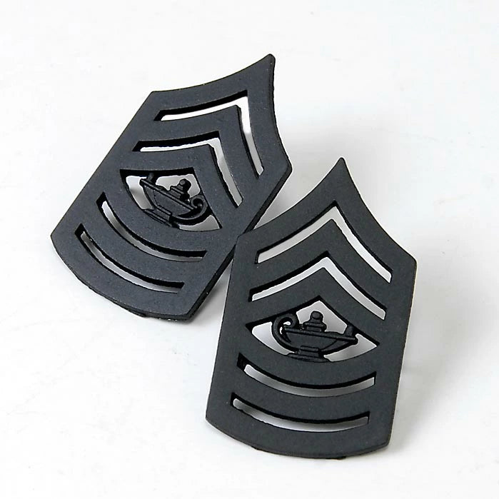 1ペア アメリカ軍 ブラック 襟章ピンバッジ 新品 16N-