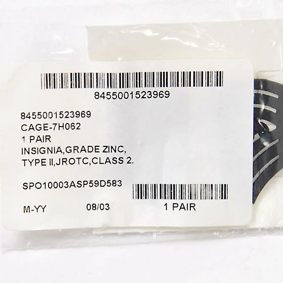 1ペア アメリカ軍 ブラック 襟章ピンバッジ 新品 16N-