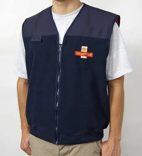 イギリス郵便 Royal Mail ネイビー/レッド フリースベスト USED B46U=