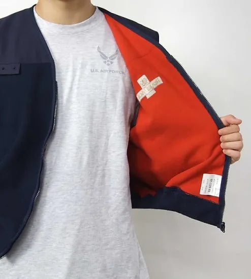 イギリス郵便 Royal Mail ネイビー/レッド フリースベスト USED B46U=