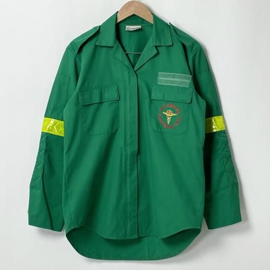 1点物 イギリス空軍 RAF アクロティリ グリーン メディカルシャツ Mサイズ USED UK175=