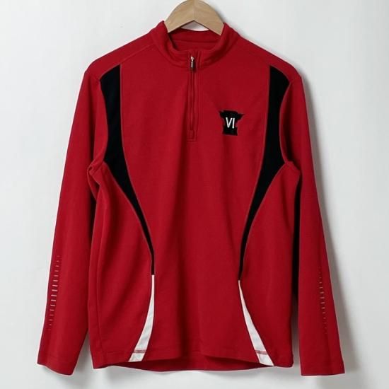 【1点物】イギリス軍 VI レッド ハーフジップ パフォーマンスシャツ Mサイズ USED UK176=