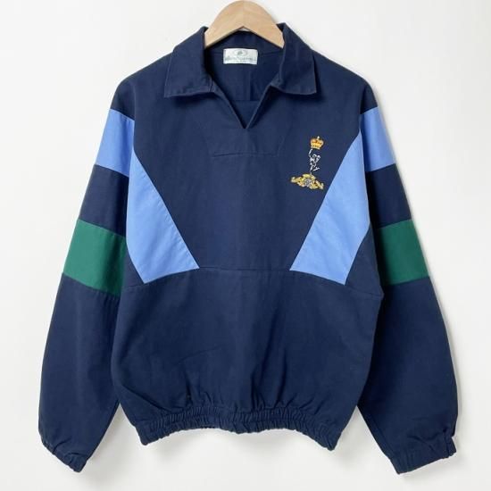 【1点物】イギリス軍 ネイビー/ライトブルー/グリーン コットン プルオーバーシャツ Mサイズ USED UK202=