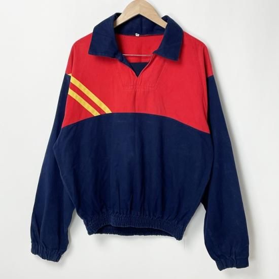 【1点物】イギリス軍 ネイビー/レッド コットン プルオーバーシャツ Mサイズ USED UK203=