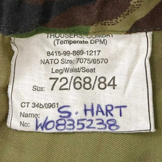 イギリス軍 DPM カモフラージュ テンパレイト コンバットパンツ USED 202MU=