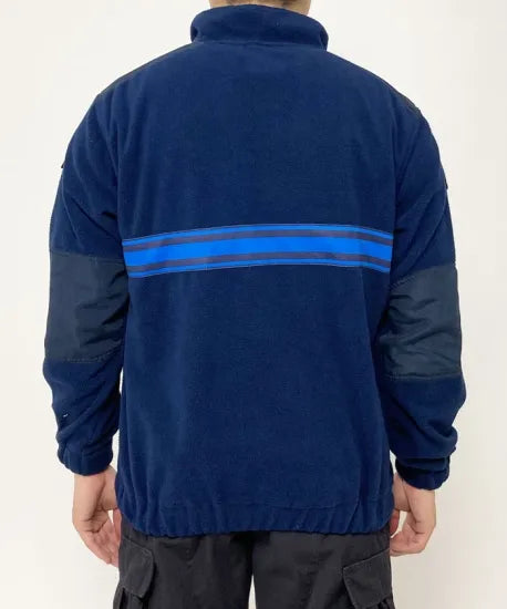 【スモール特価】フランス自治体警察 POLICE MUNICIPALE ネイビー ブルーストライプ ハーフZIP フリースシャツ 新品 F40BN-SB