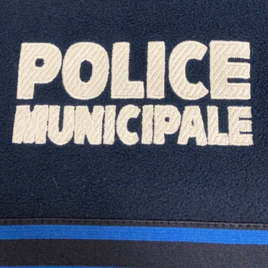 【スモール特価】フランス自治体警察 POLICE MUNICIPALE ネイビー ブルーストライプ ハーフZIP フリースシャツ 新品 F40BN-SB
