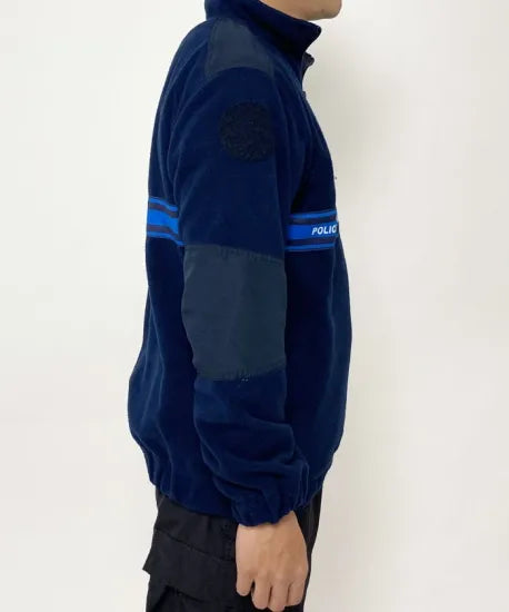 【スモール特価】フランス自治体警察 POLICE MUNICIPALE ネイビー ブルーストライプ ハーフZIP フリースシャツ 新品 F40BN-SB