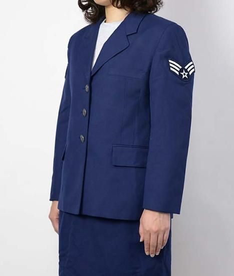 【レディース特価】アメリカ空軍 USAF エアフォースブルー レディース ドレスジャケット ワッペン付 USED AF-JKT-LUW