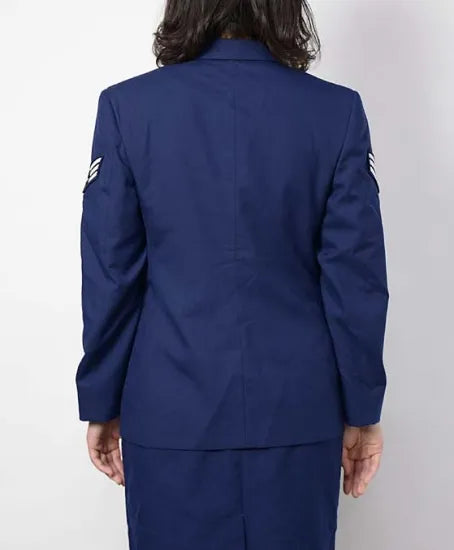 【レディース特価】アメリカ空軍 USAF エアフォースブルー レディース ドレスジャケット ワッペン付 USED AF-JKT-LUW