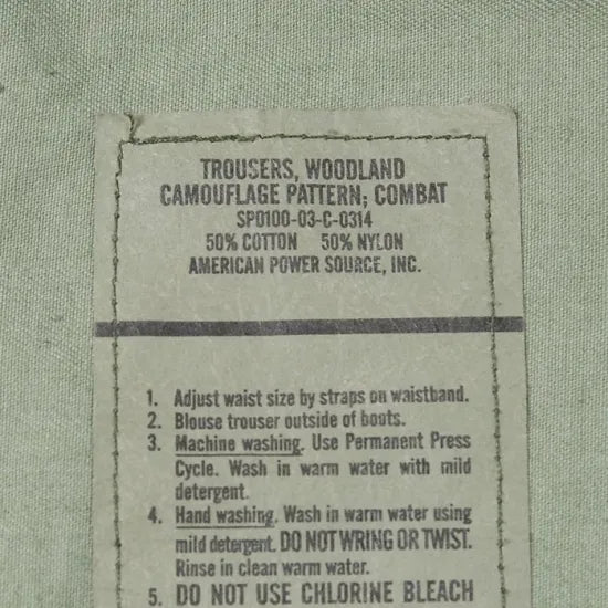 【スモール特価】アメリカ軍 ウッドランドカモ コンバットパンツ USED 102CU-SB=