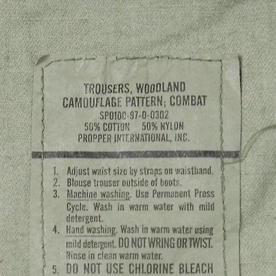 【スモール特価】アメリカ軍 ウッドランドカモ コンバットパンツ USED 102CU-SB=