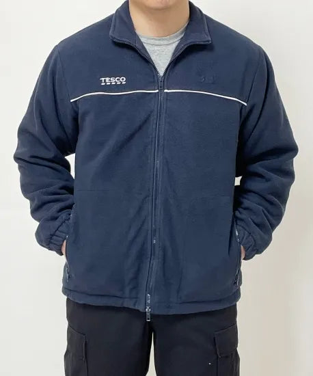 イギリス TESCO ネイビー フリースジャケット 上質USED B53N3