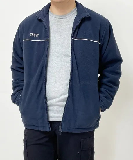 イギリス TESCO ネイビー フリースジャケット 上質USED B53N3