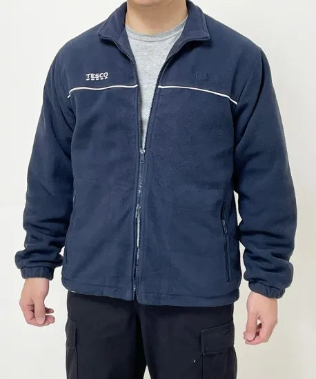 イギリス TESCO ネイビー フリースジャケット 上質USED B53N3