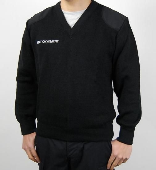 フランス駐車場 STAIONNEMENT ブラック Vネック ワークセーター 新品