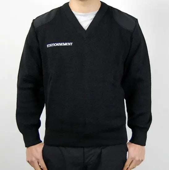 フランス駐車場 STAIONNEMENT ブラック Vネック ワークセーター 新品