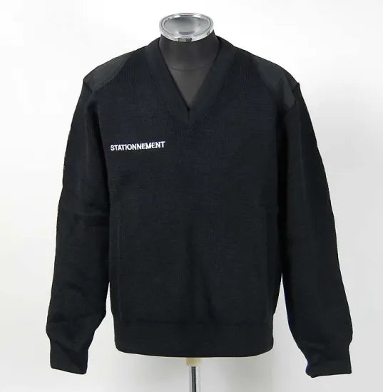 フランス駐車場 STAIONNEMENT ブラック Vネック ワークセーター 新品