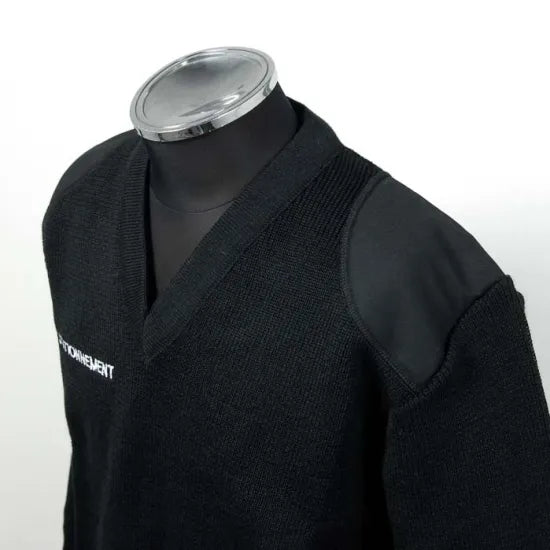 フランス駐車場 STAIONNEMENT ブラック Vネック ワークセーター 新品