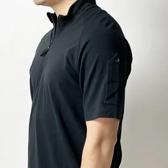 イギリス警察 POLICE ブラック 半袖 ハーフZIPシャツ 新品 B69NC-