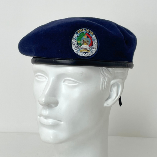 アンゴラ警察 POLICIA ネイビー ベレー帽 新品 M55N-
