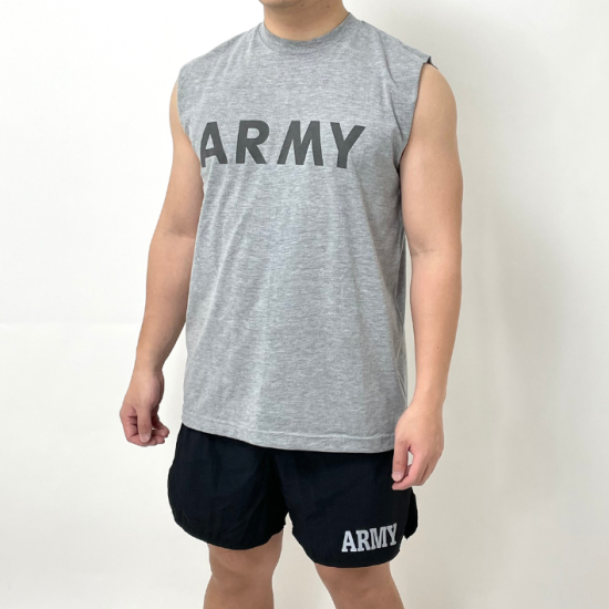 アメリカ軍 U.S.ARMY グレー 前期型 IPFU リメイク マッスルTシャツ USED T45UMC-