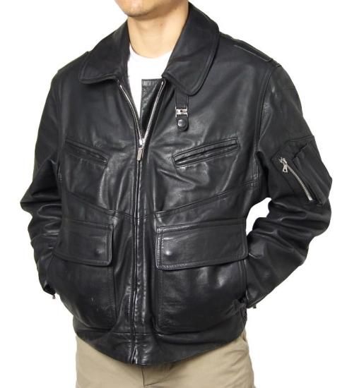 ドイツ警察 POLIZEI スラントポケット レザージャケット バックプリント付 新品 G3NP