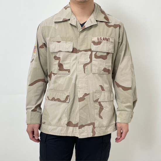 アメリカ軍 3カラーデザートカモ リップストップ DCU コンバットジャケット ワッペン付 USED A8RUW=