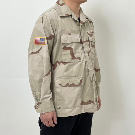 アメリカ軍 3カラーデザートカモ リップストップ DCU コンバットジャケット ワッペン付 USED A8RUW=
