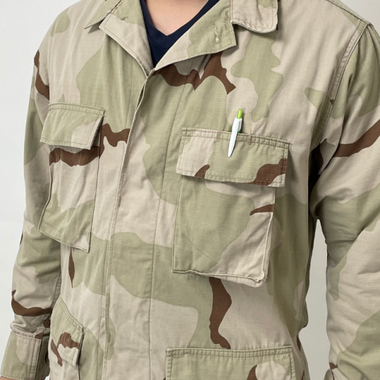 アメリカ軍 3カラーデザートカモ リップストップ DCU コンバットジャケット ワッペン付 USED A8RUW=