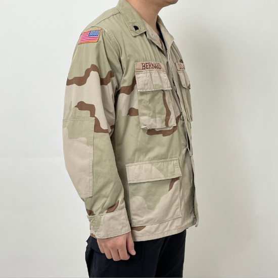 アメリカ軍 3カラーデザートカモ リップストップ DCU コンバットジャケット ワッペン多数付 USED =
