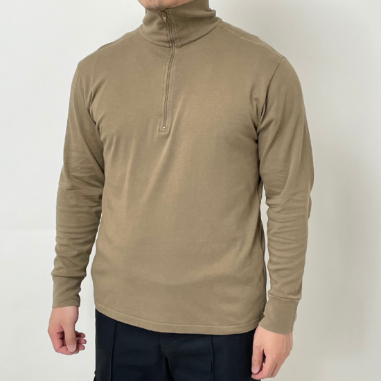 ドイツ軍 コヨーテブラウン ハーフジップ トリコットプルオーバーシャツ USED G21KU-