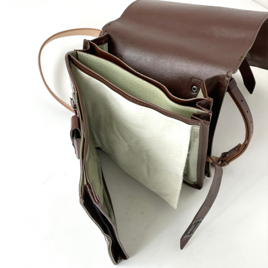 旧東ドイツ軍 NVA ブラウン PVC マップケース ショルダーバッグ USED 102U