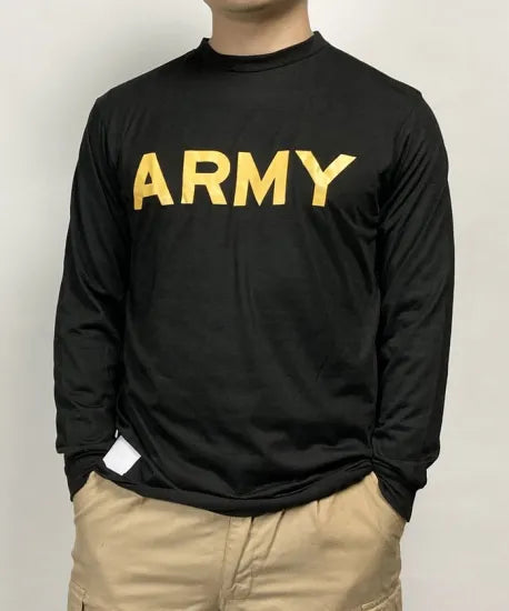 アメリカ軍 U.S.ARMY ブラック 後期型 APFU トレーニング ロングTシャツ USED T45BLU-