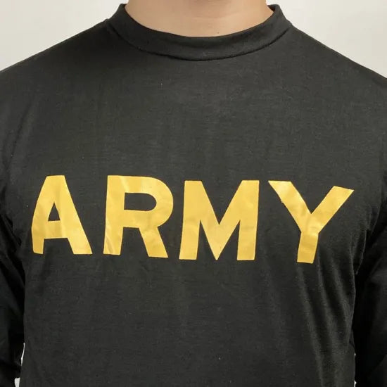 アメリカ軍 U.S.ARMY ブラック 後期型 APFU トレーニング ロングTシャツ USED T45BLU-