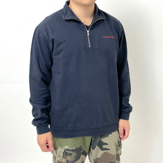 ドイツ消防 FEUERWEHR ネイビー ハーフジップ スウェットシャツ USED G36U=